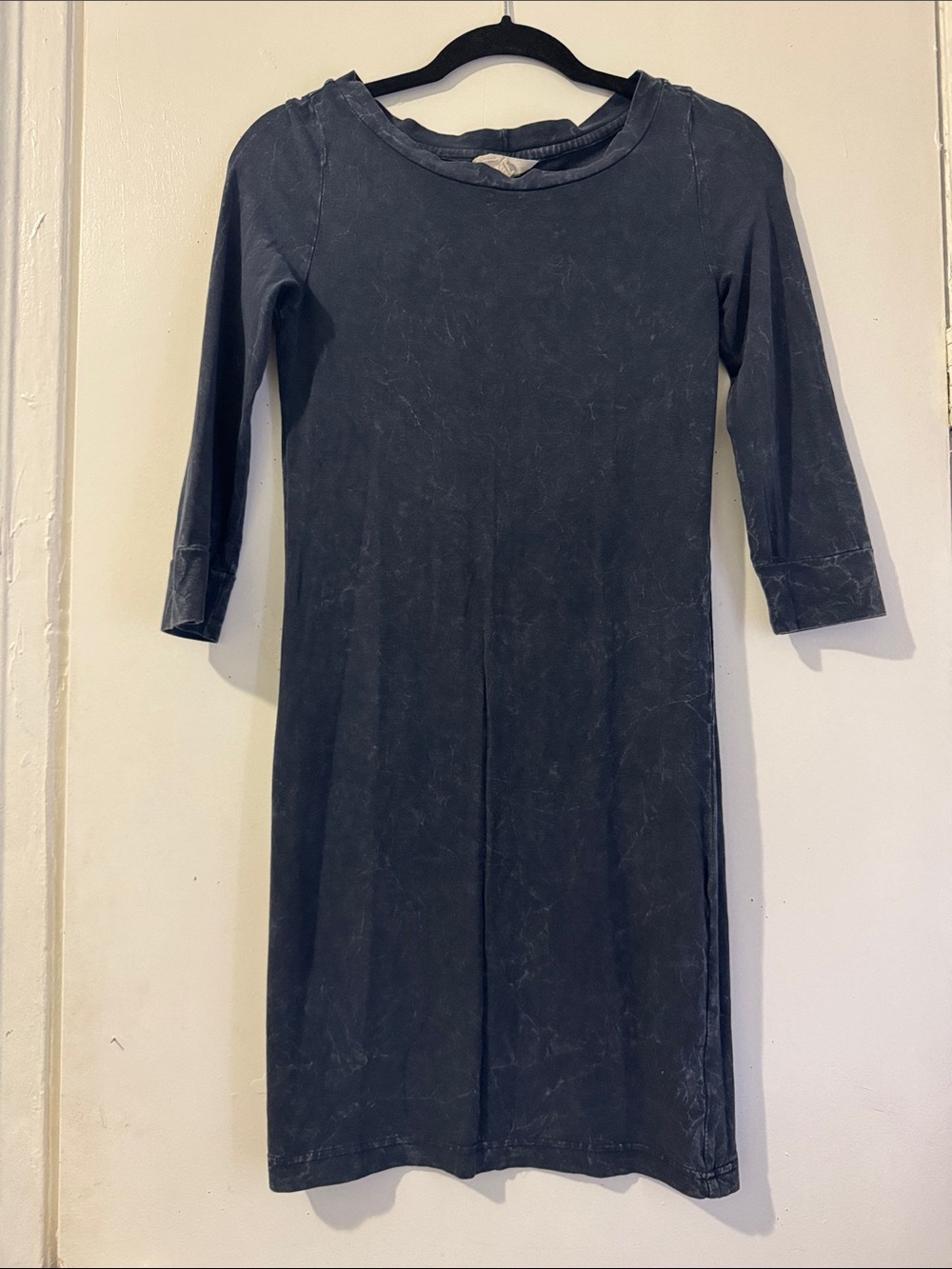 Los Ángeles c.a Washed Black Long Sleeve Midi Dress